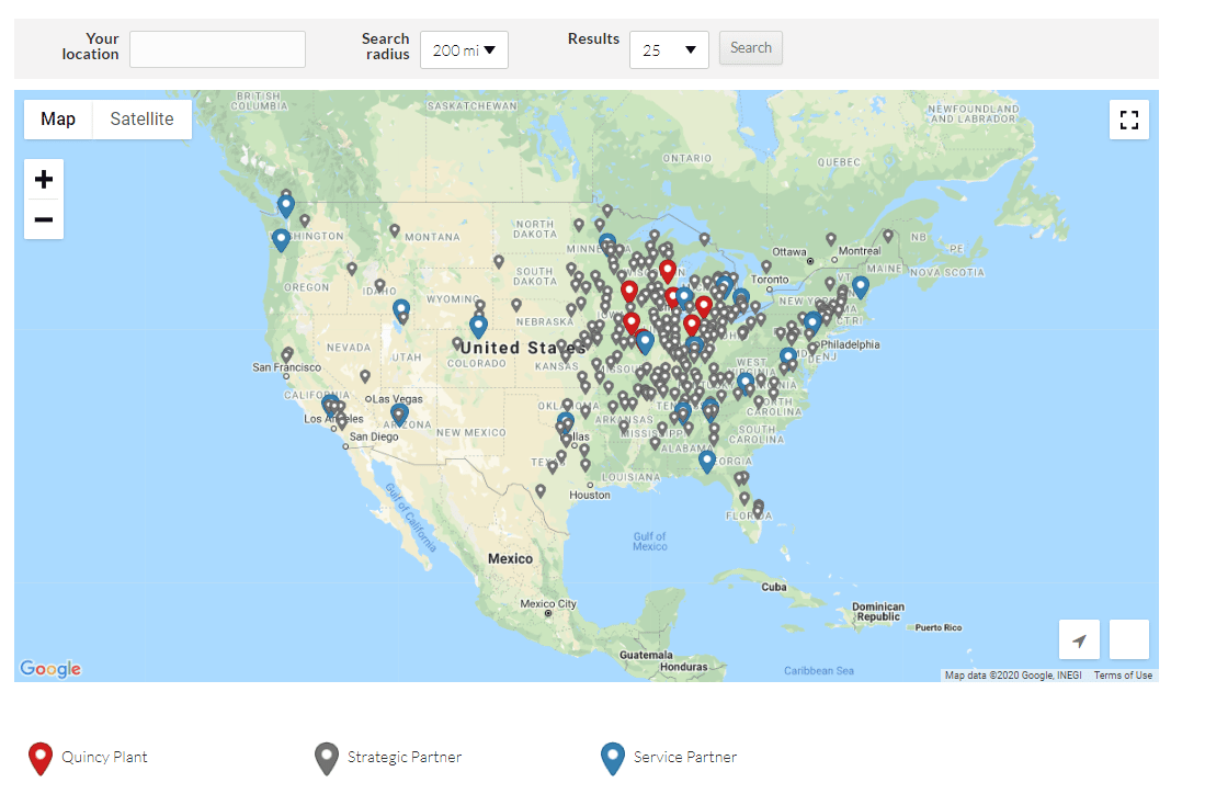 Screen Shot of National Reach page with interactive map of United States