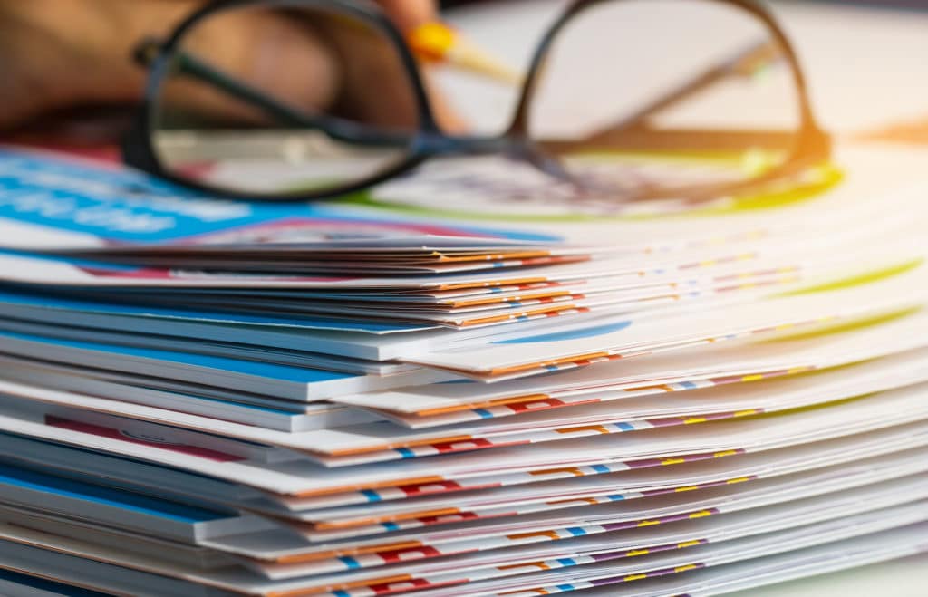 Stack,Of,Report,Paper,Documents,For,Business,Desk,With,Glasses, | Quincy Recycle